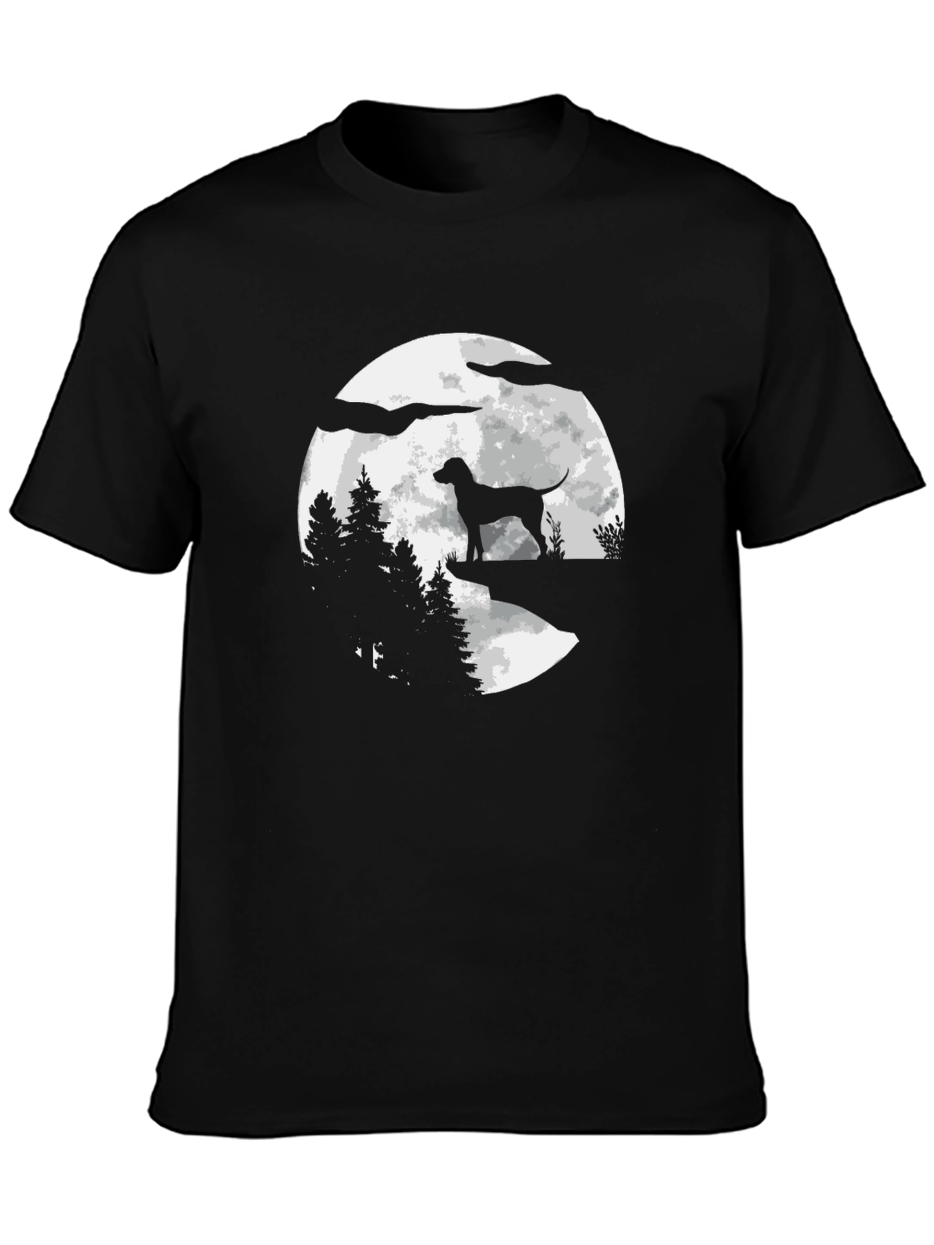Dog Moon Silhouette Graphic T-Shirt
