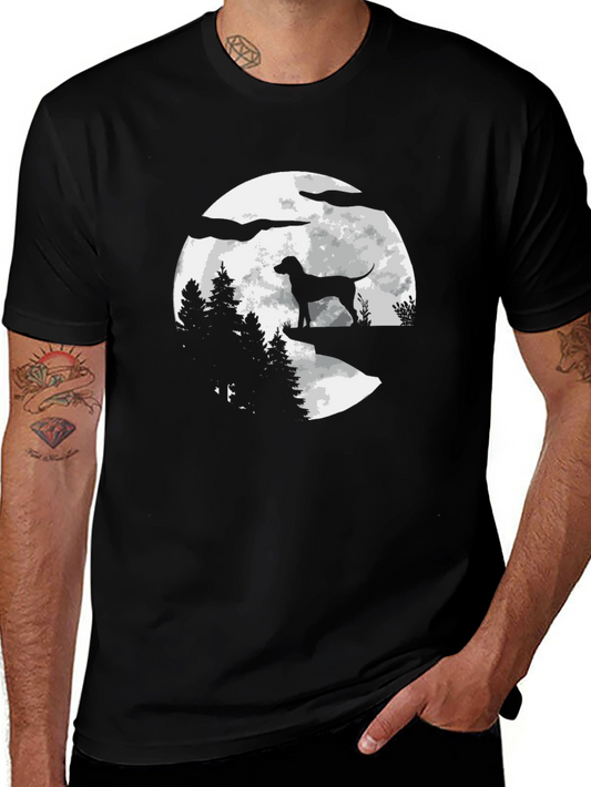 Dog Moon Silhouette Graphic T-Shirt