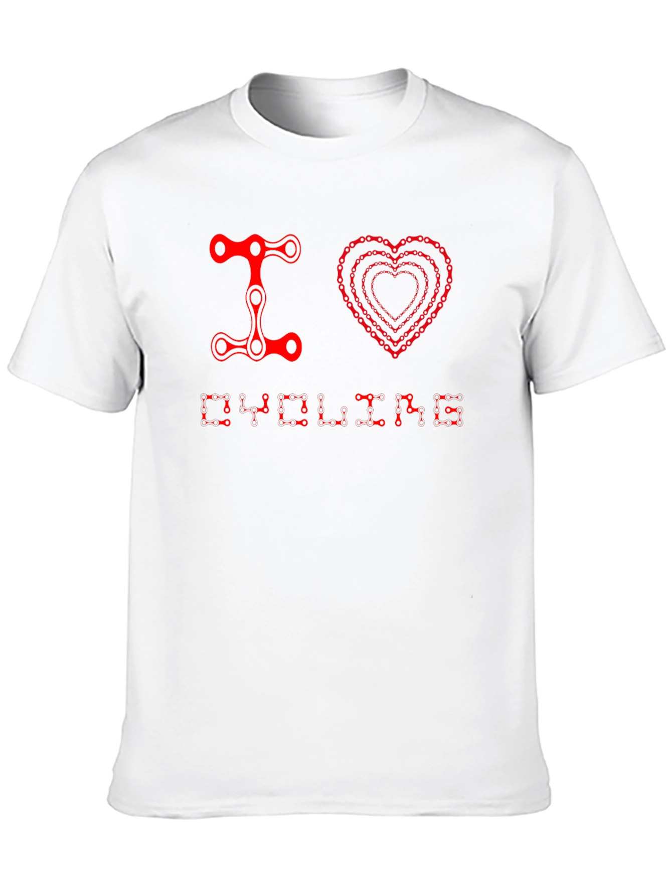 I Heart Cycling T-Shirt - Bike Chain Design Tee