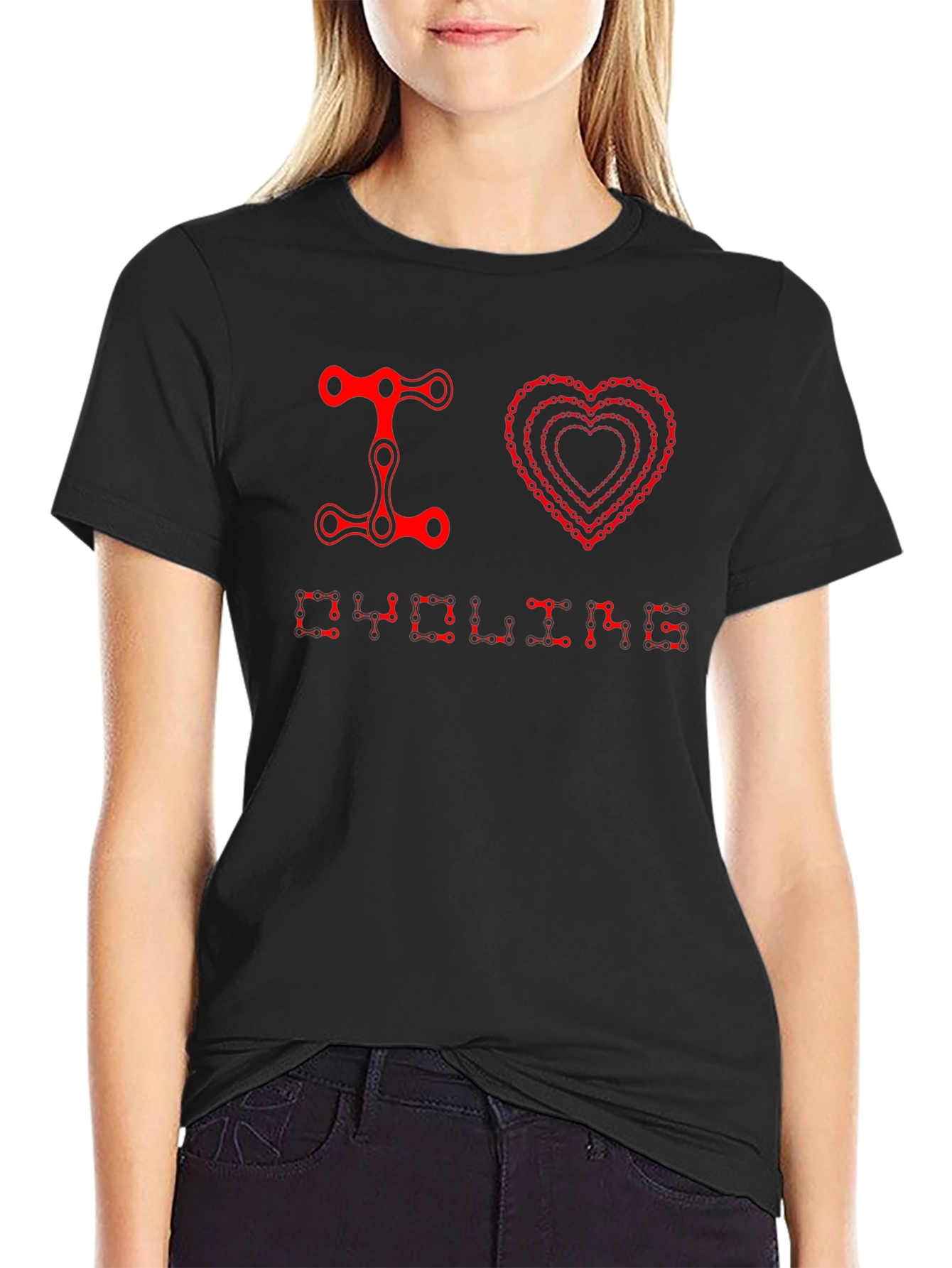 I Heart Cycling T-Shirt - Bike Chain Design Tee