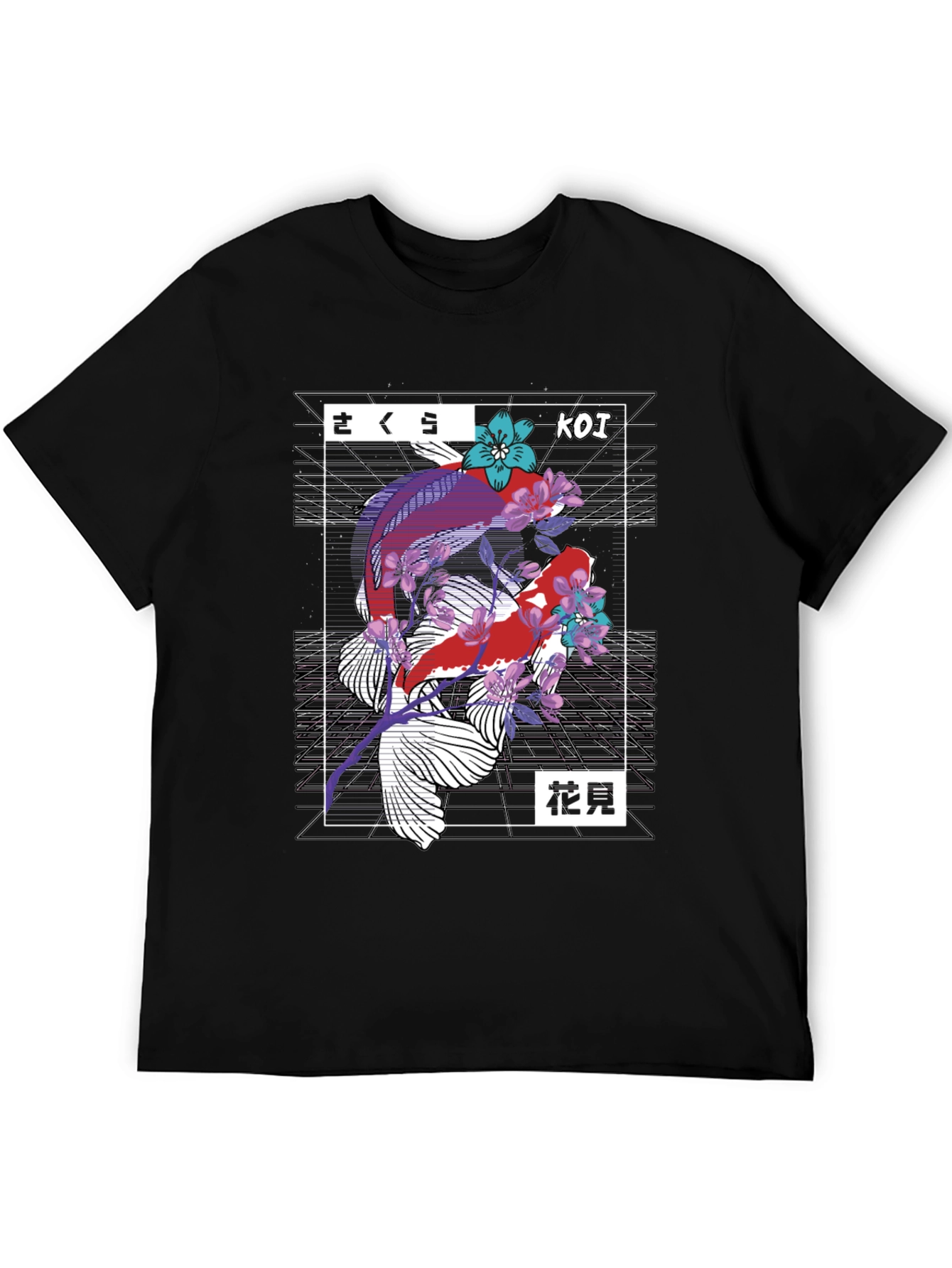 Koi Fish Graphic Print Black T-Shirt