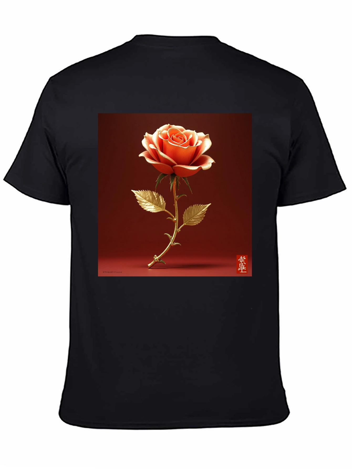 Elegant Rose Graphic Tee - Stylish Black T-Shirt