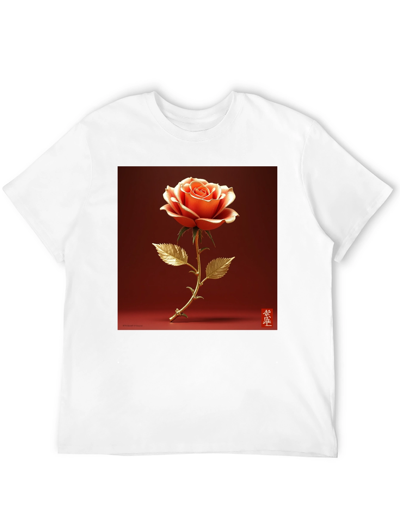 Elegant Rose Graphic Tee - Stylish Black T-Shirt