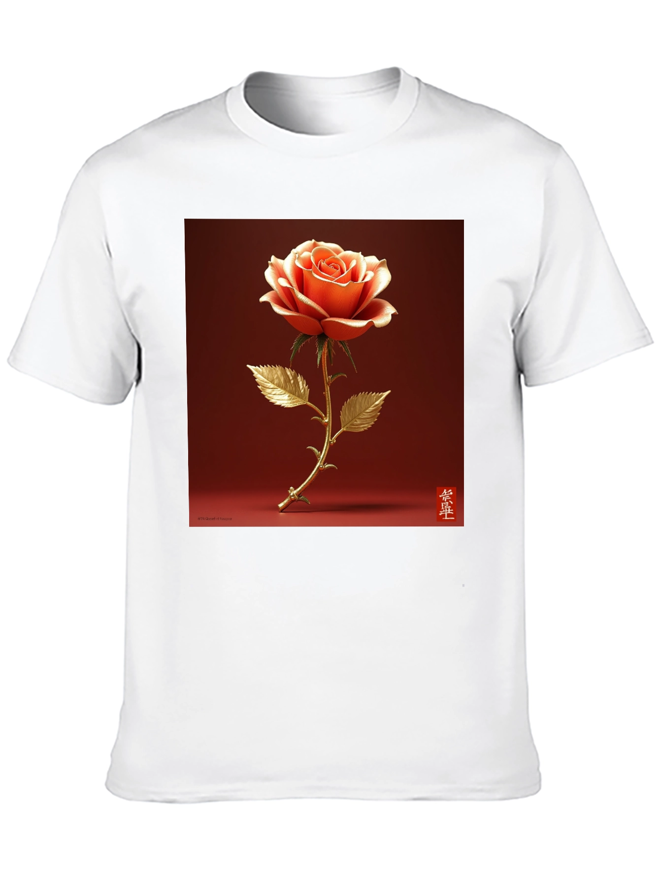 Elegant Rose Graphic Tee - Stylish Black T-Shirt