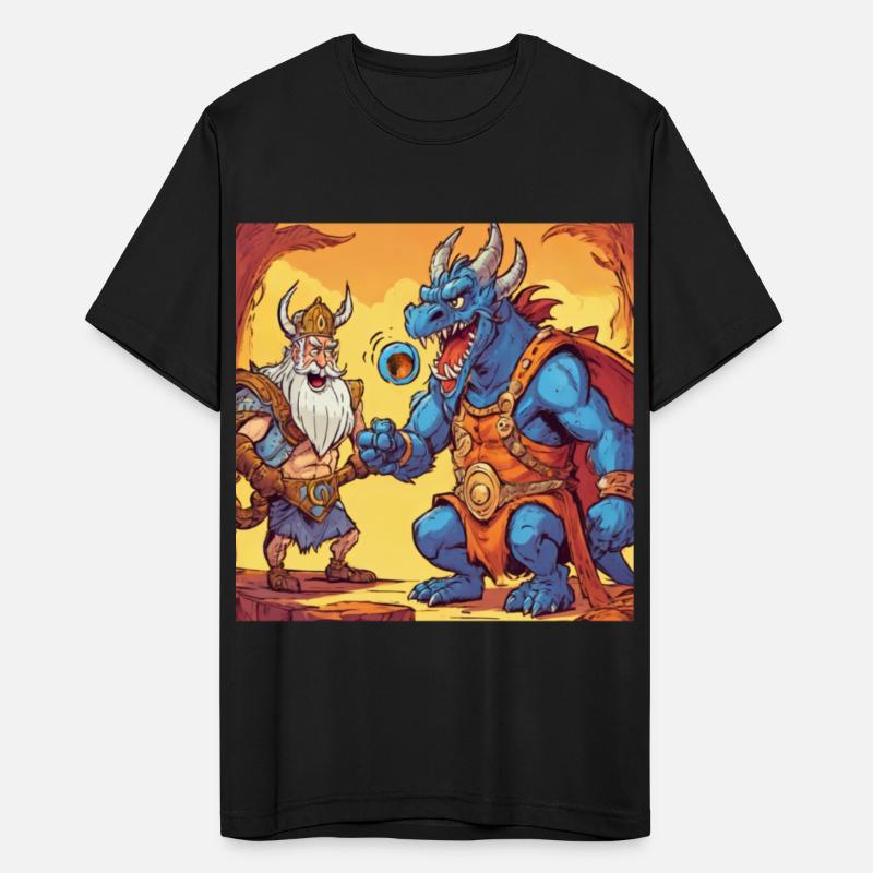cartoon dragon and barbarian king