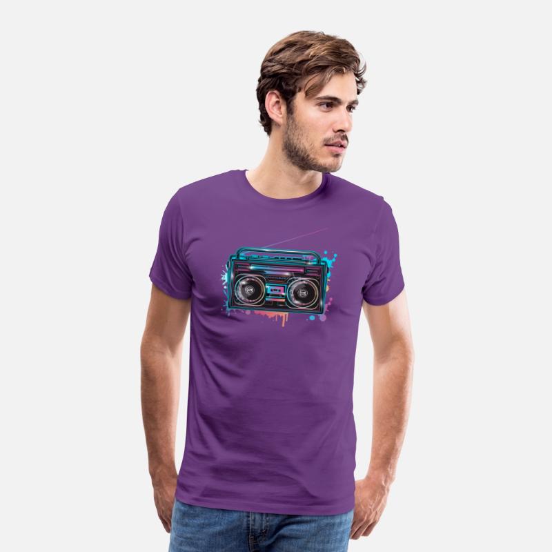 Cassette recorder in 80s neon graffiti look
