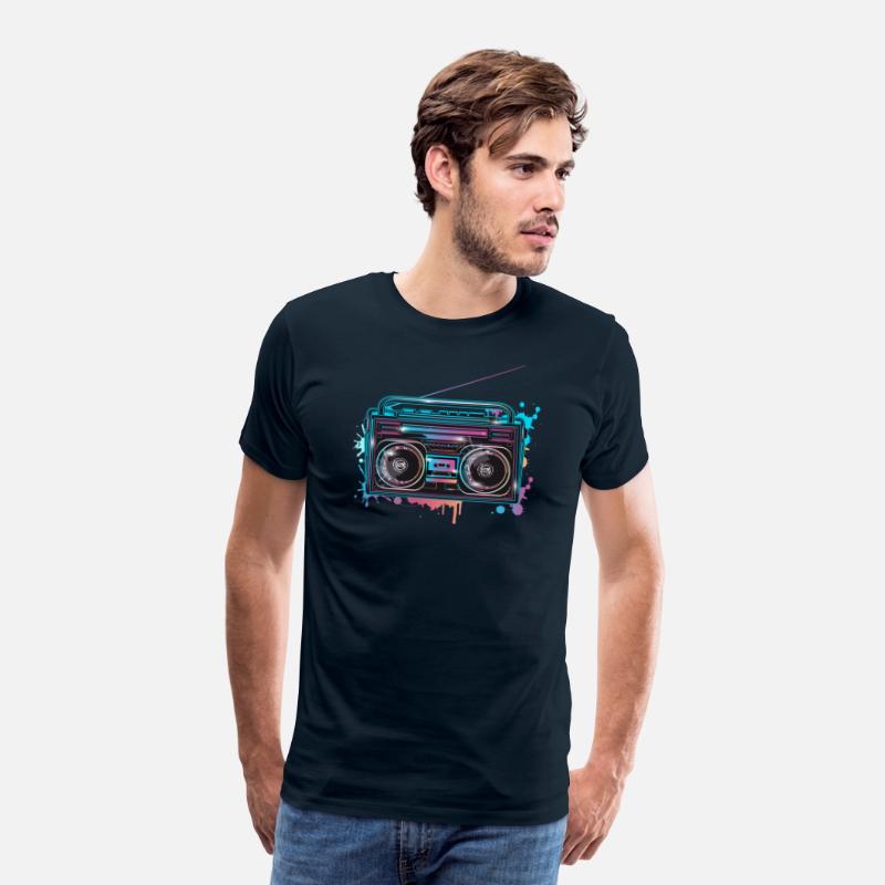 Cassette recorder in 80s neon graffiti look