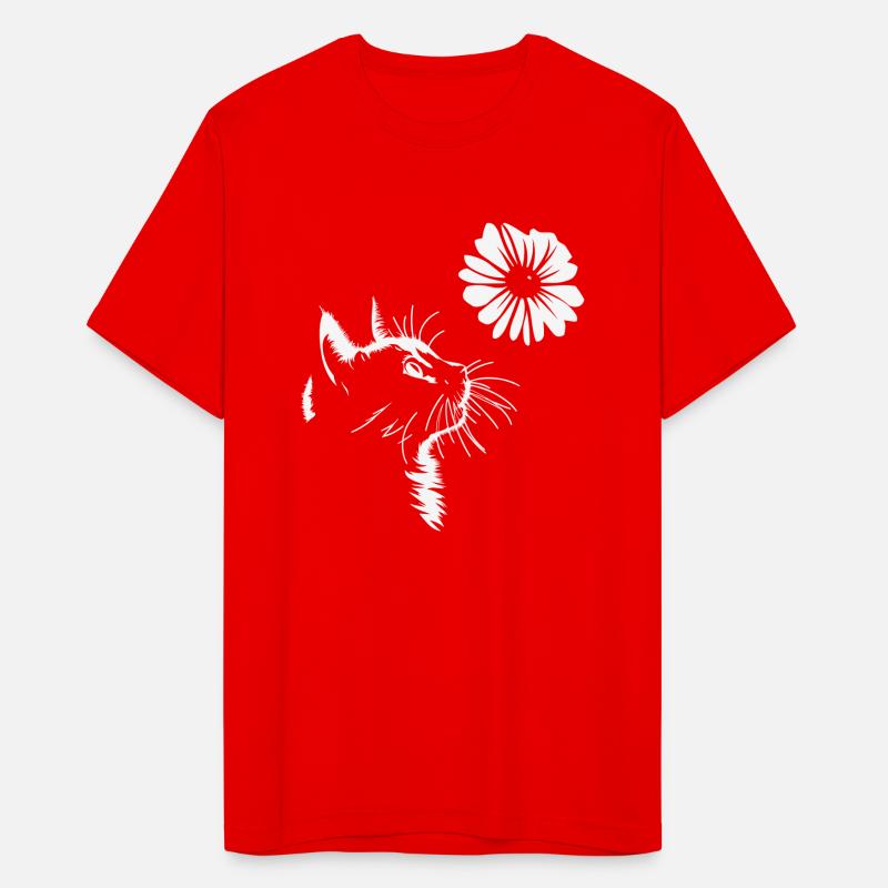 Cat Staring Up At A Flower Vector One Color