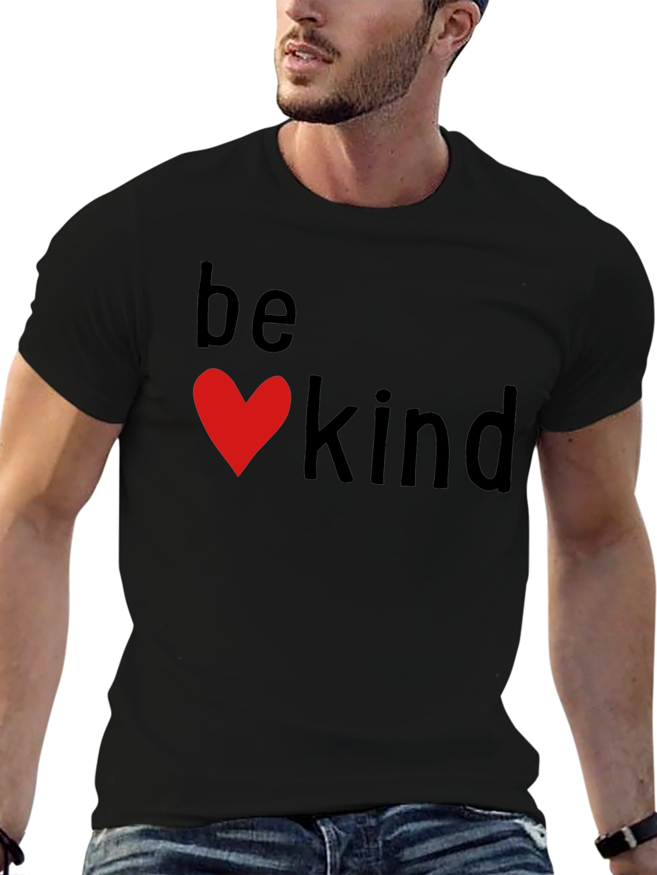 Be Kind Heart Graphic Black T-Shirt