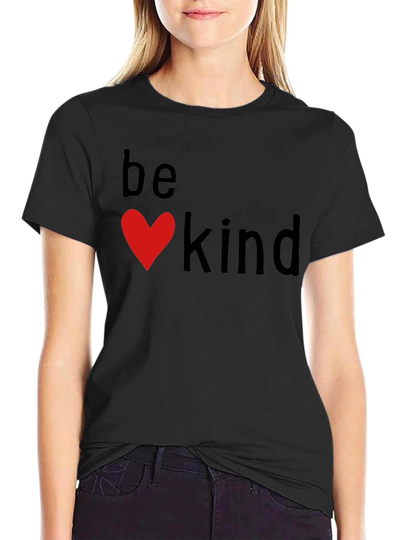 Be Kind Heart Graphic Black T-Shirt