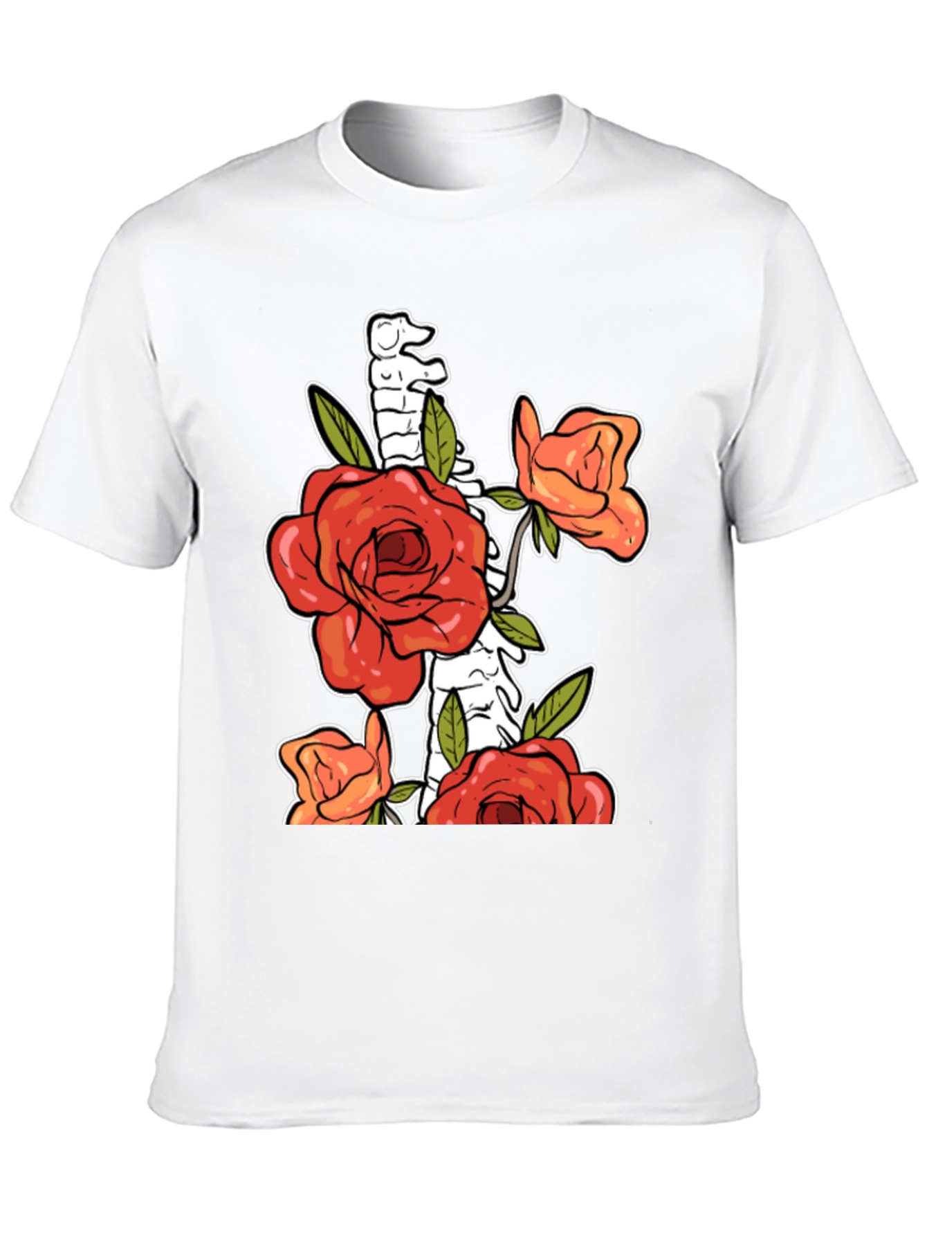 Floral Spine Graphic Tee - Unique Black T-Shirt