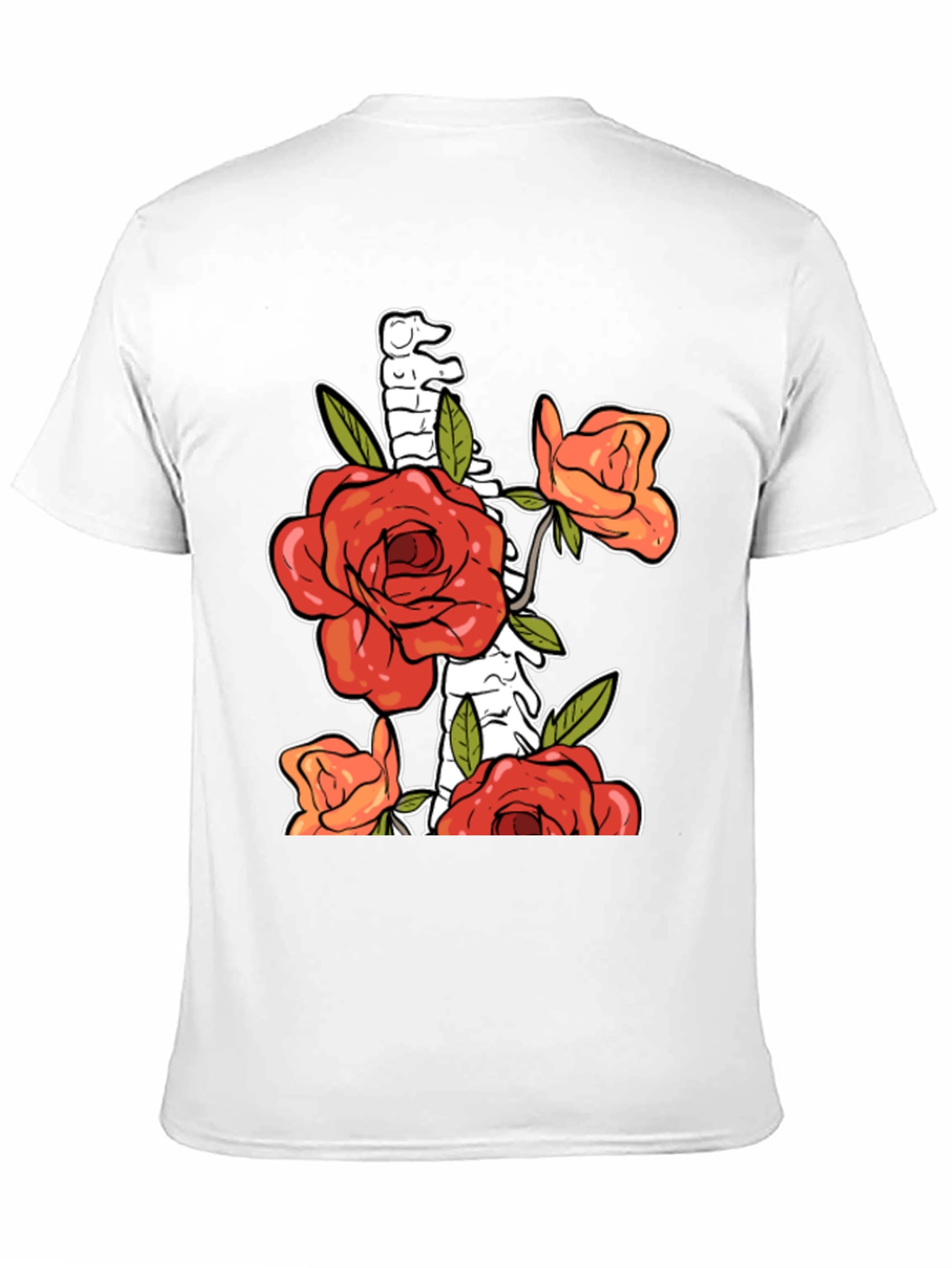 Floral Spine Graphic Tee - Unique Black T-Shirt