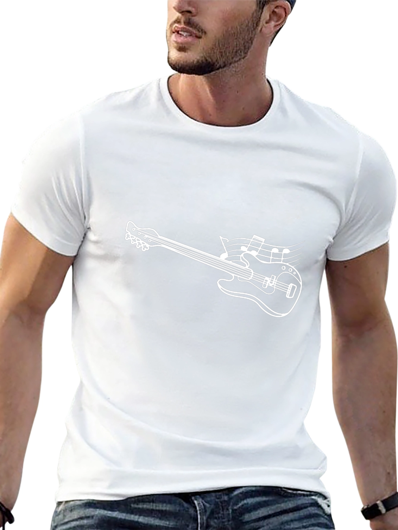 Musical Guitar Graphic T-Shirt - Black Cotton Tee