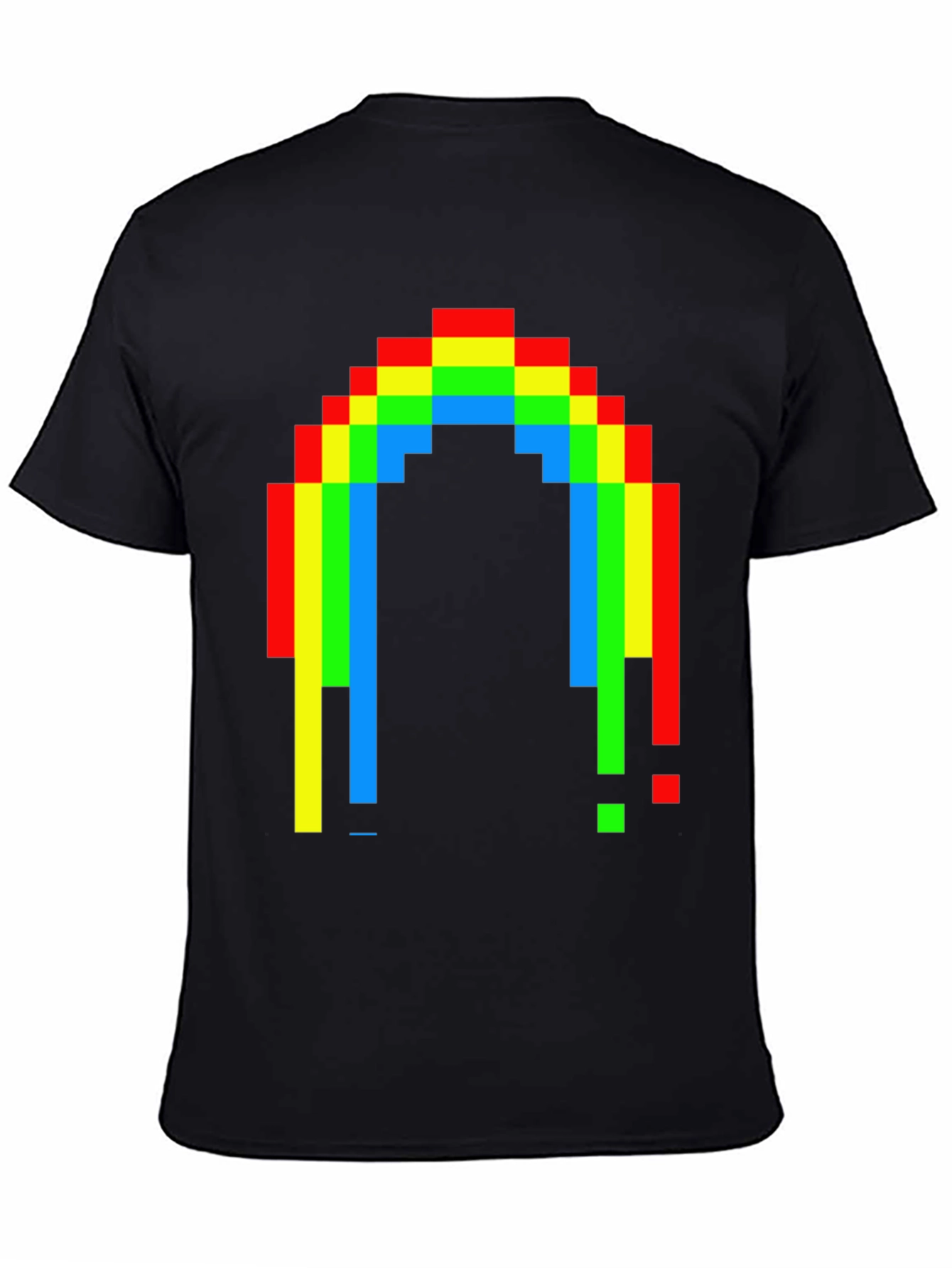 Pixel Rainbow Graphic Tee - Black Cotton Blend