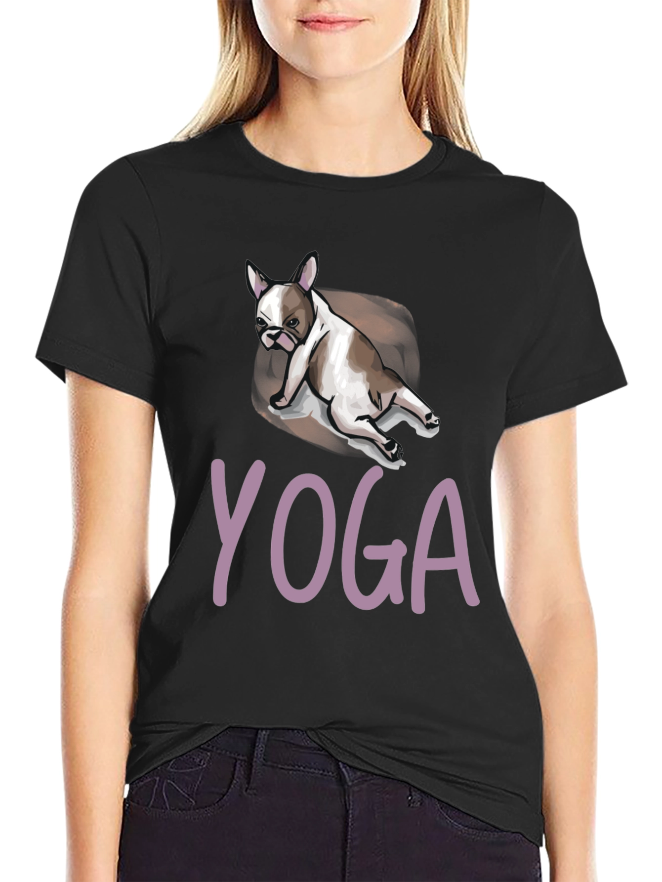 Yoga Dog Graphic Tee - Relaxed Fit Black T-Shirt