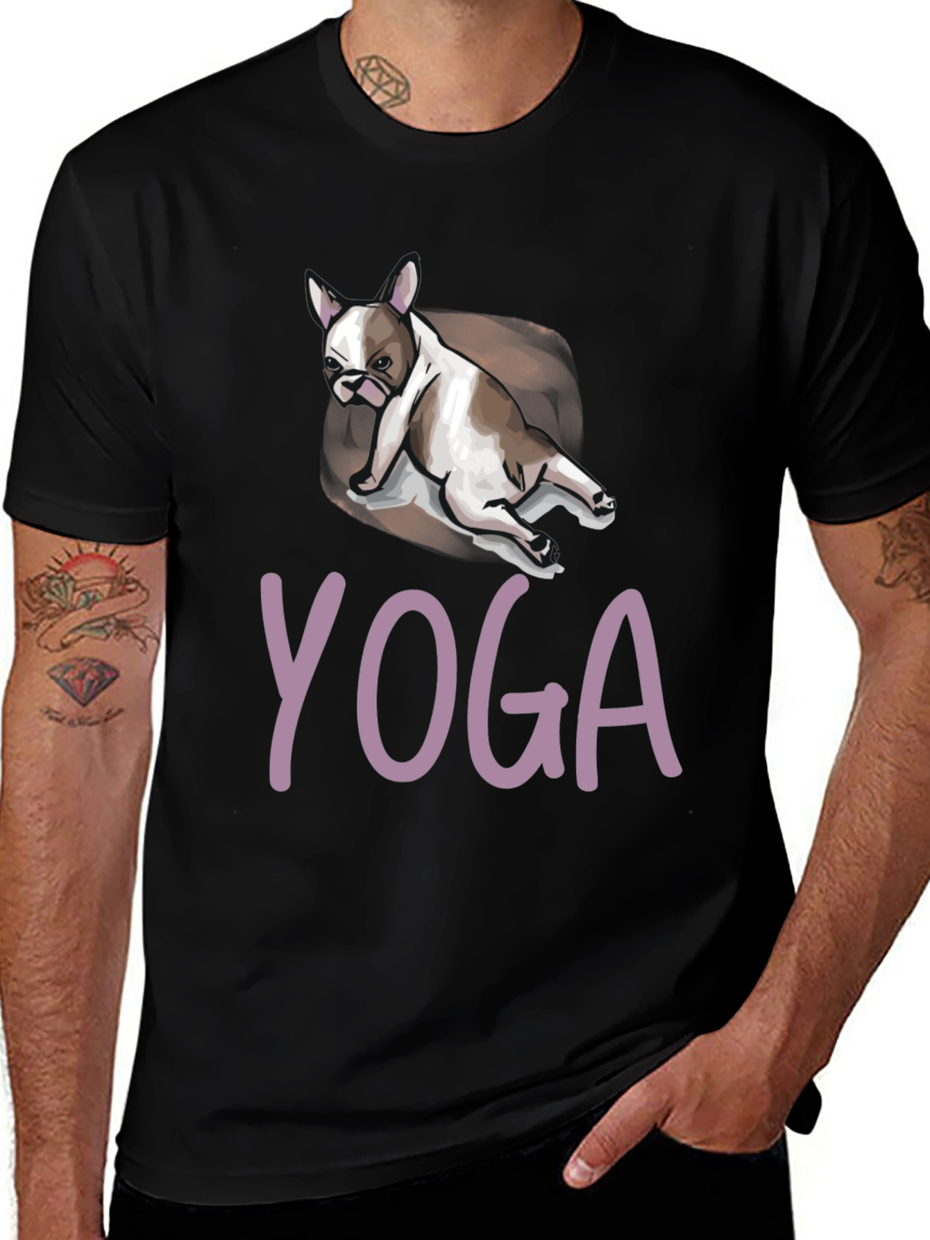 Yoga Dog Graphic Tee - Relaxed Fit Black T-Shirt