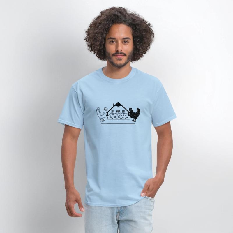 Chicken farm with black and light chicken