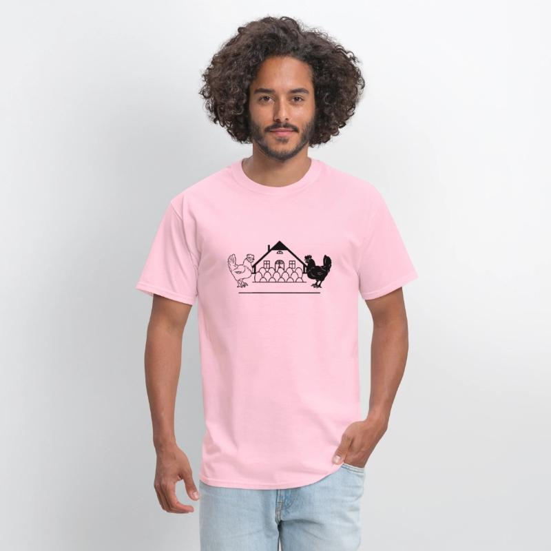 Chicken farm with black and light chicken