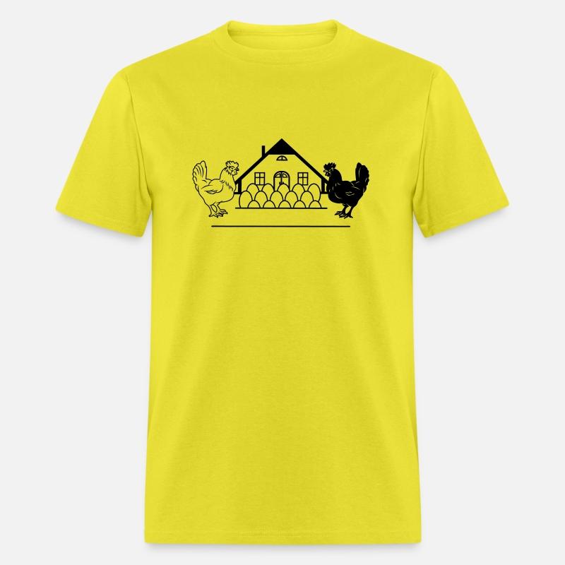 Chicken farm with black and light chicken