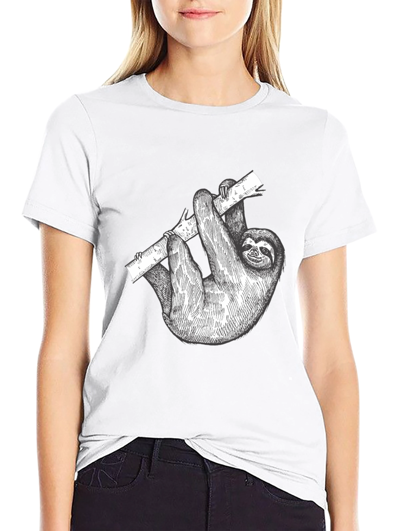 Sloth Graphic Print Mens Black T-Shirt