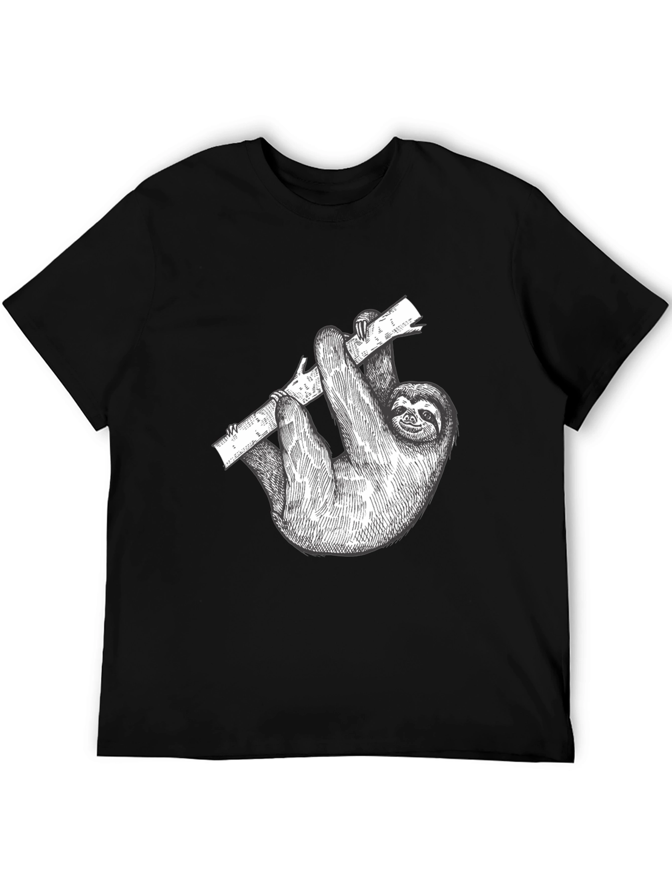 Sloth Graphic Print Mens Black T-Shirt