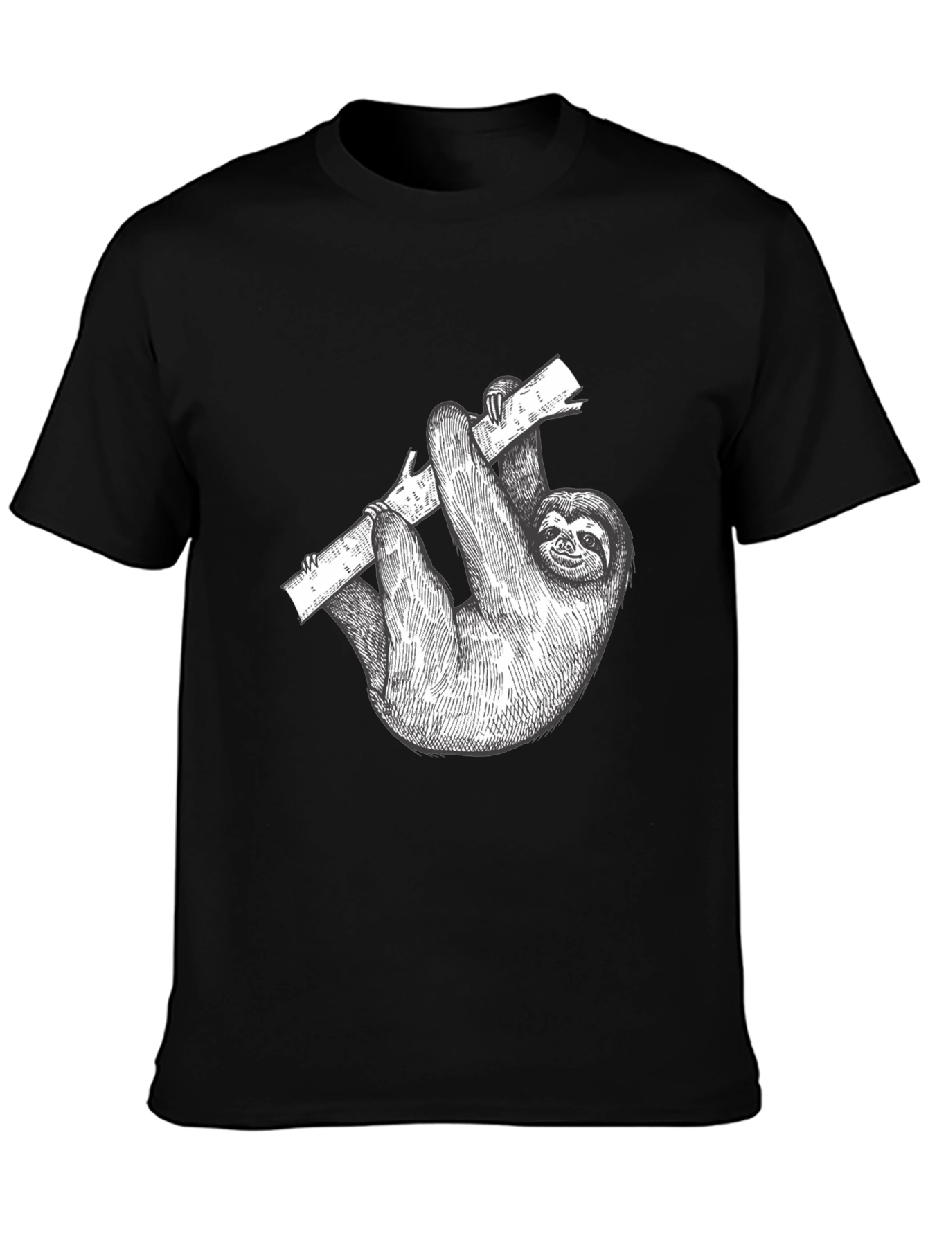 Sloth Graphic Print Mens Black T-Shirt