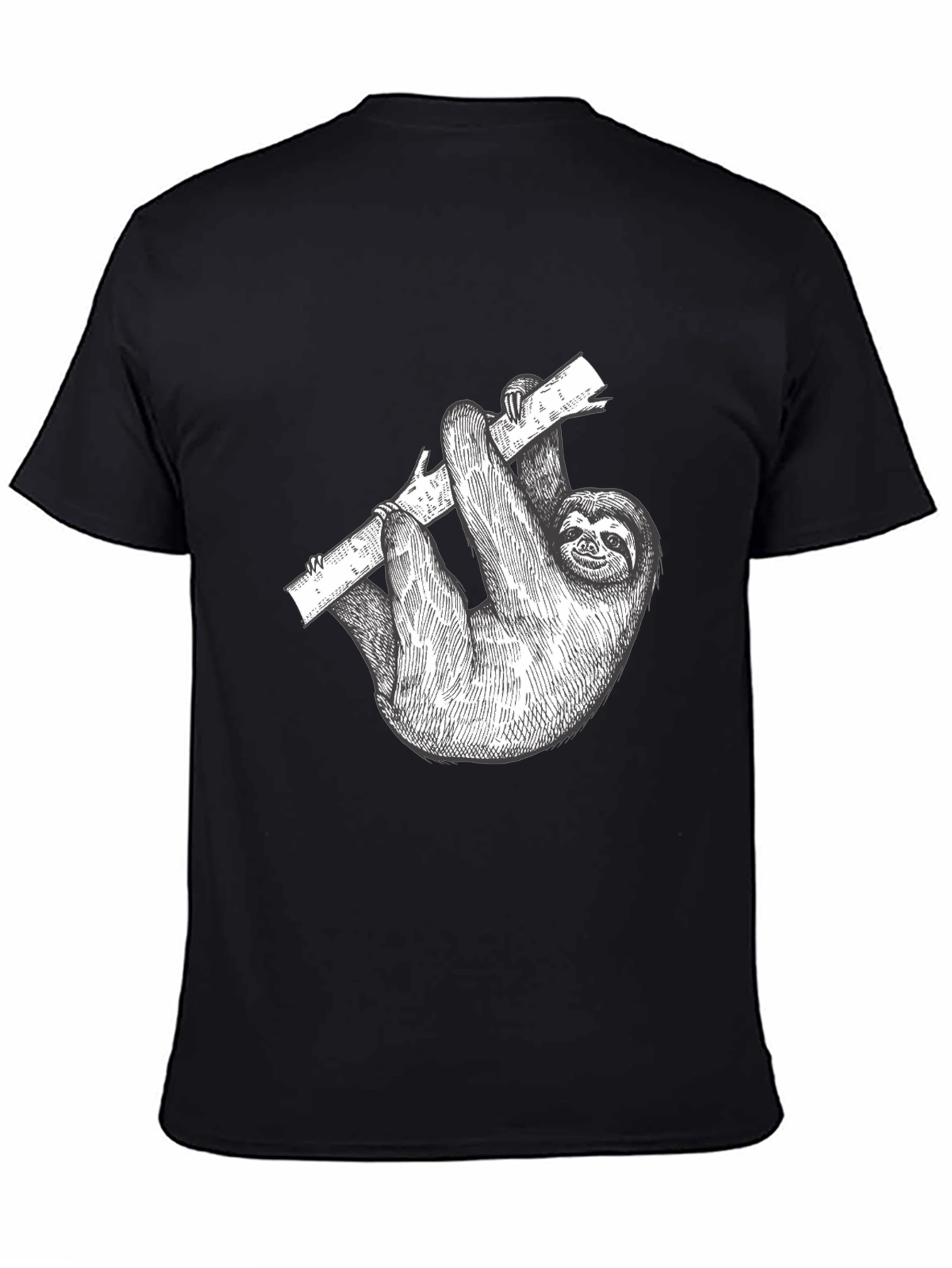 Sloth Graphic Print Mens Black T-Shirt