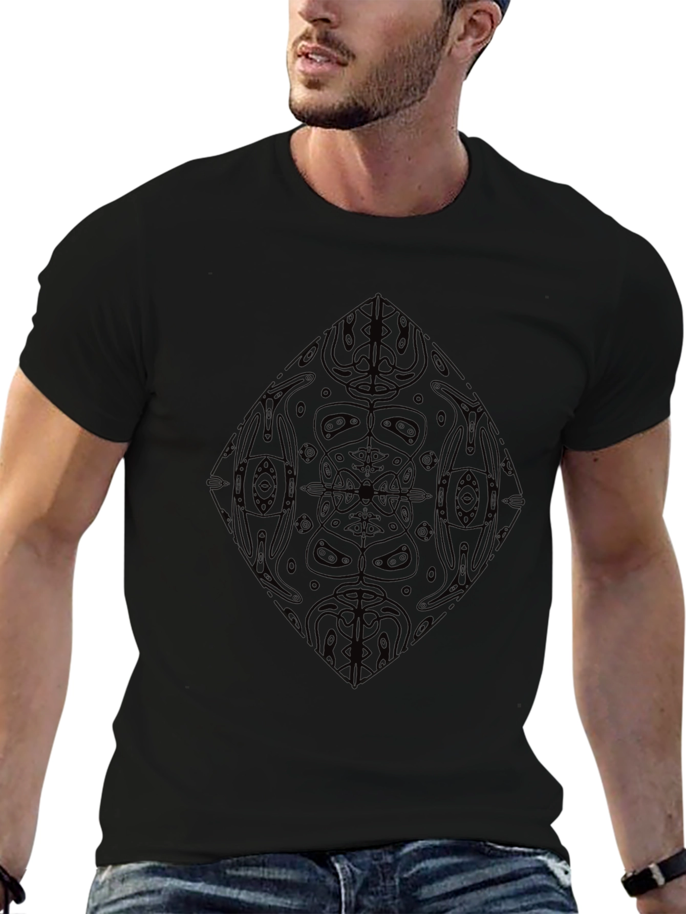 Mens Black Tribal Graphic Tee