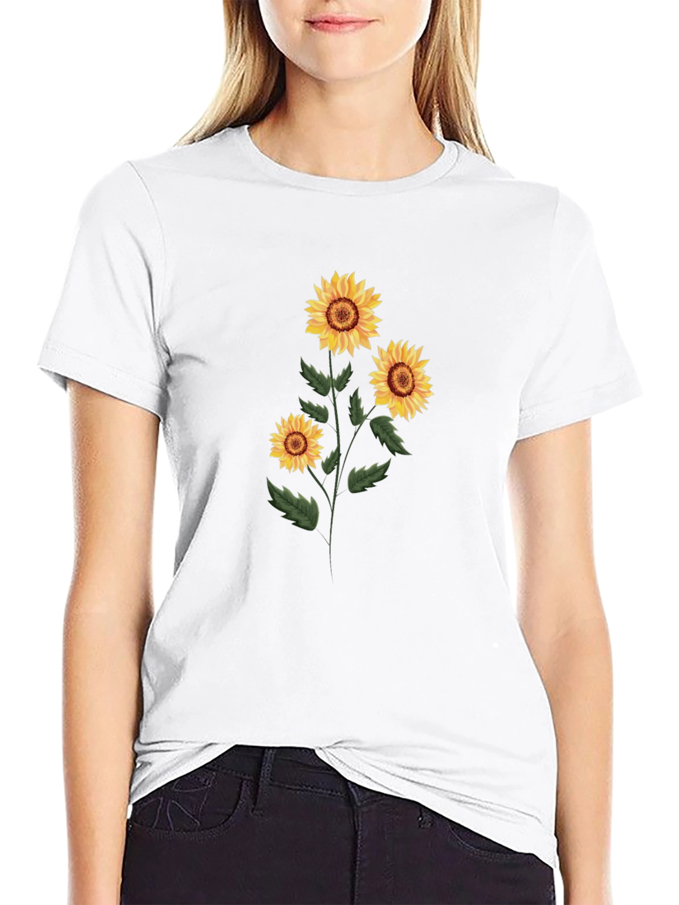 Sunflower Graphic Tee - Black Cotton T-Shirt