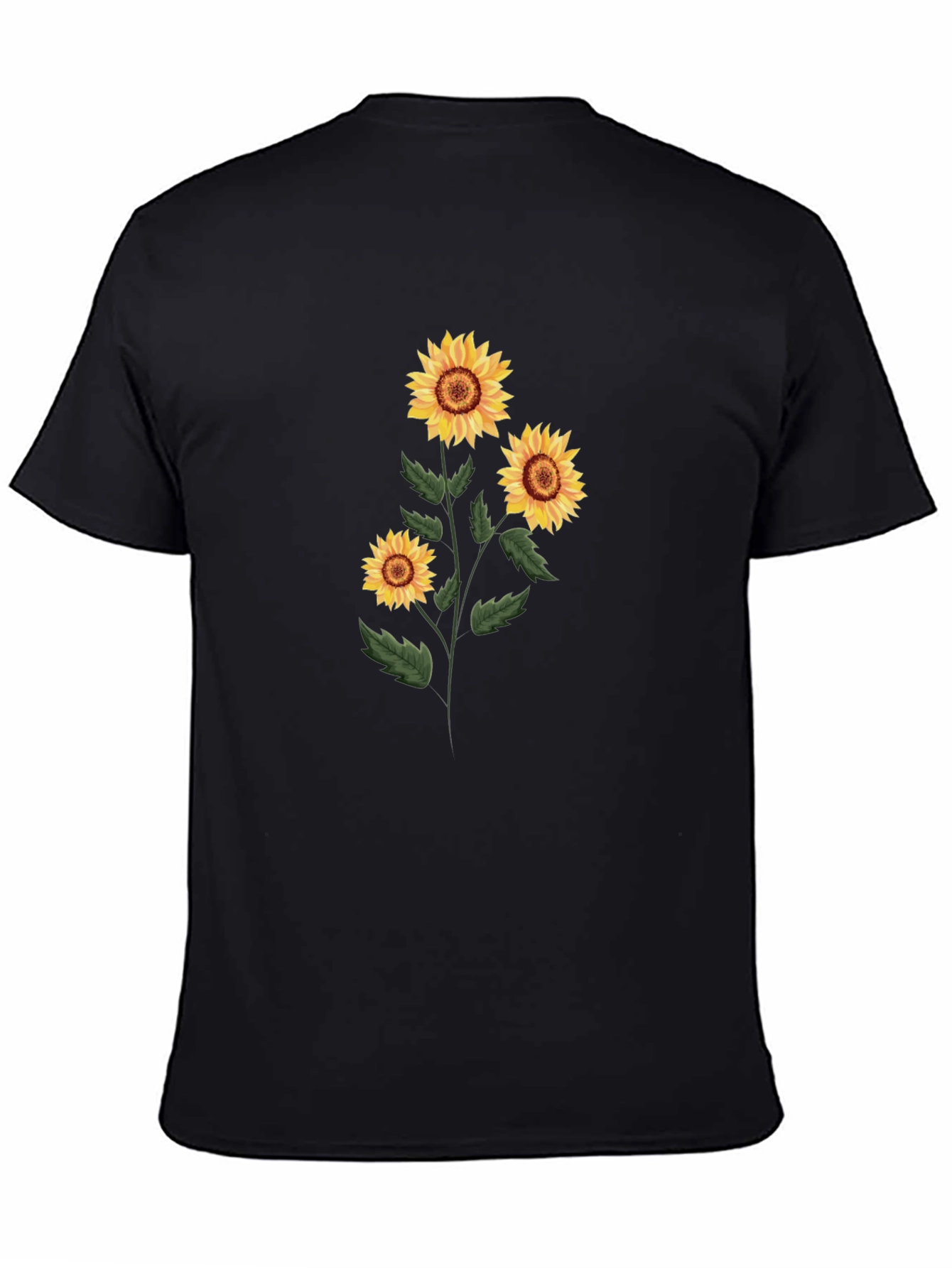 Sunflower Graphic Tee - Black Cotton T-Shirt