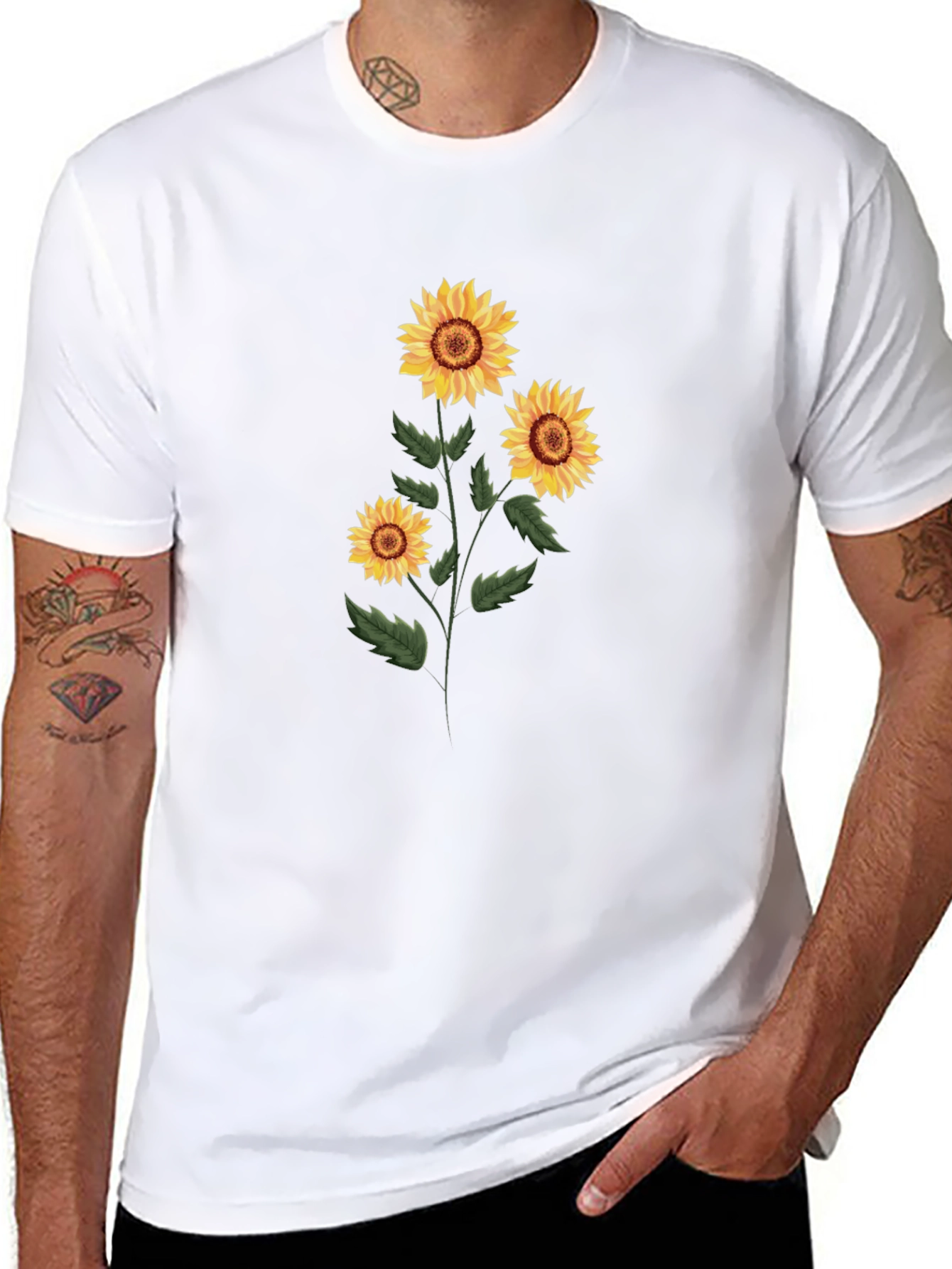 Sunflower Graphic Tee - Black Cotton T-Shirt