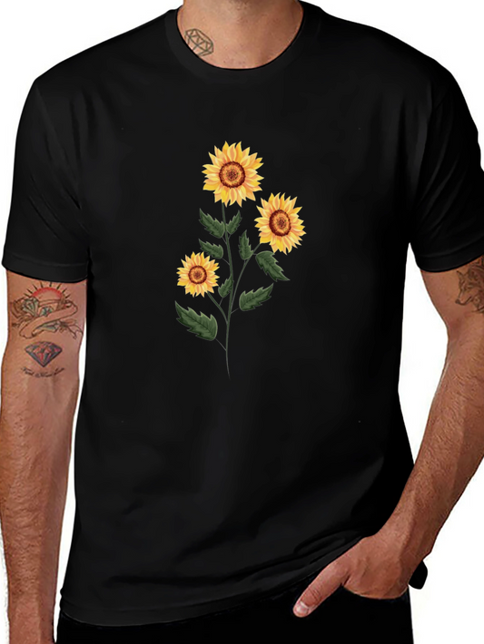 Sunflower Graphic Tee - Black Cotton T-Shirt