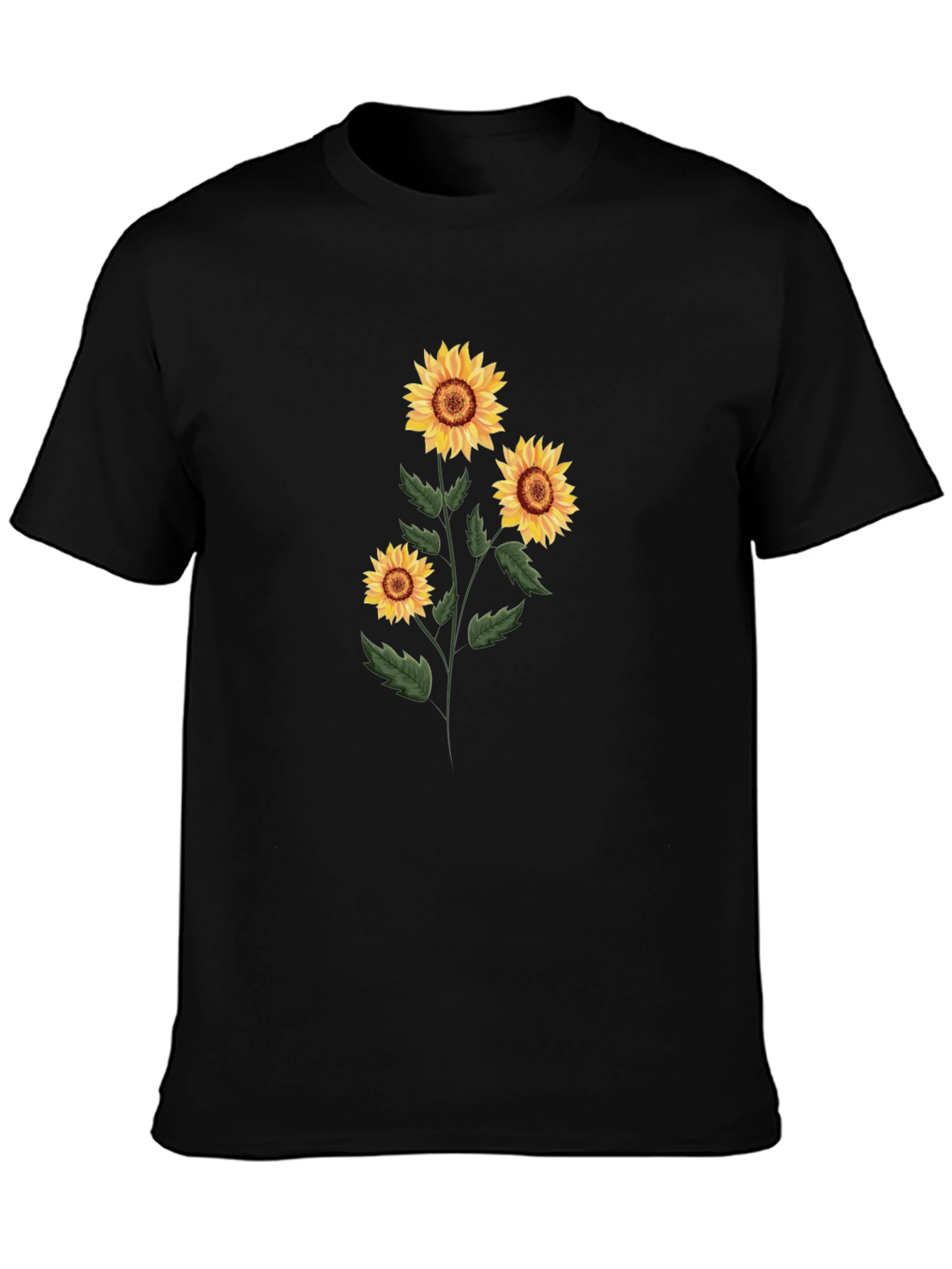 Sunflower Graphic Tee - Black Cotton T-Shirt