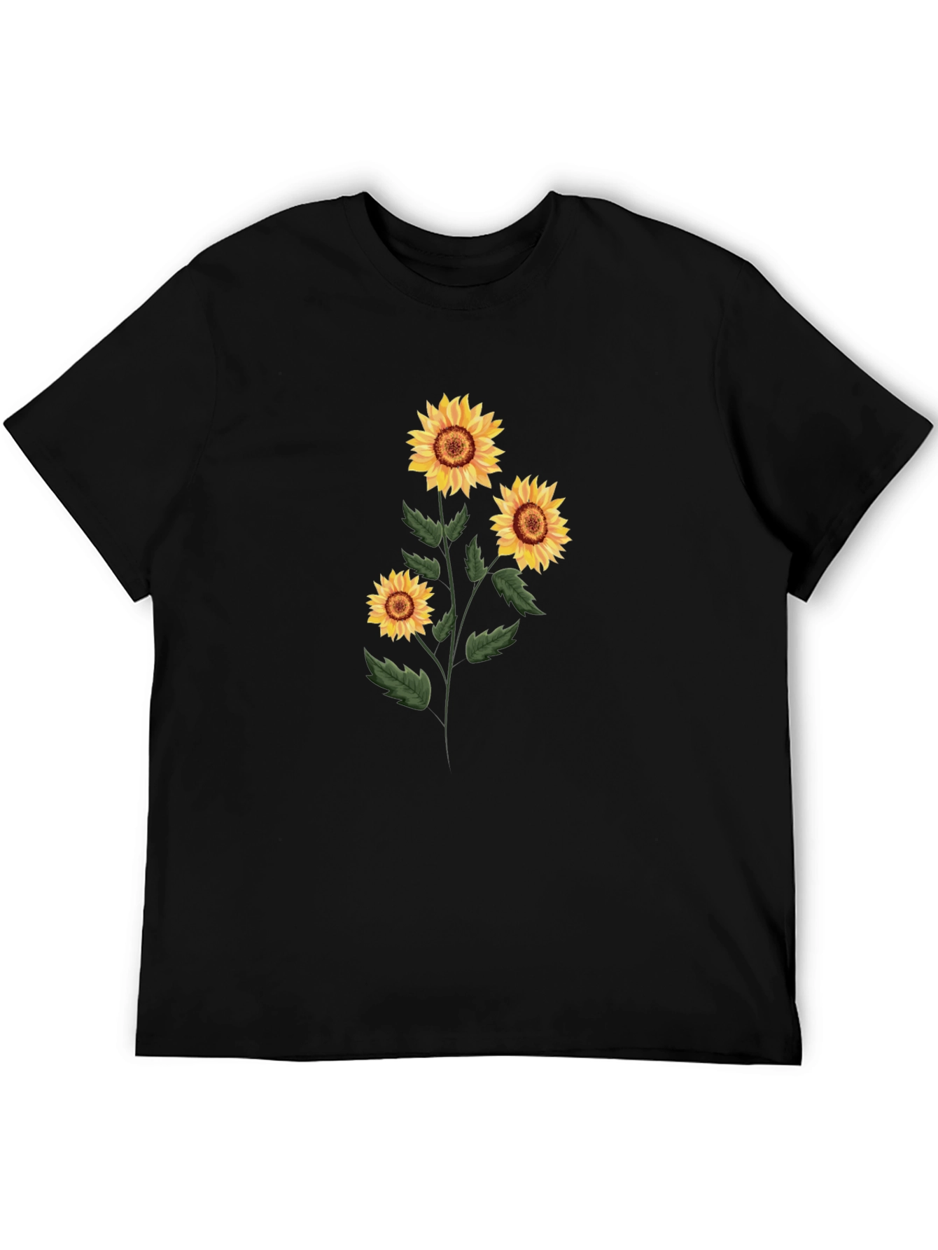 Sunflower Graphic Tee - Black Cotton T-Shirt