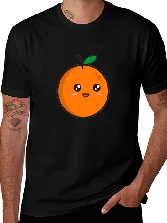 Cute Orange Graphic Tee - Black T-Shirt
