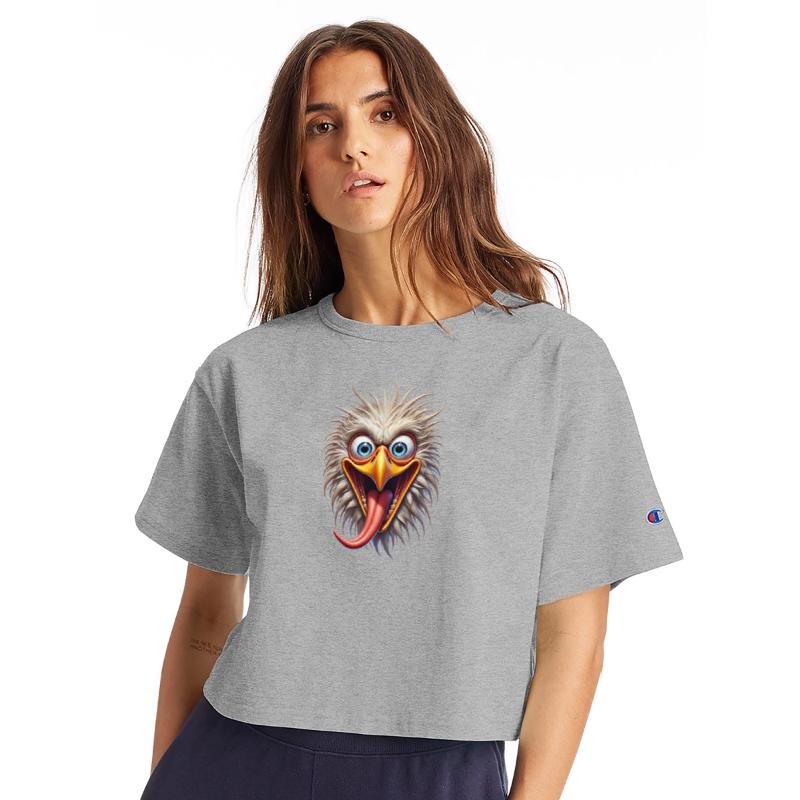Crazy Bird with Wide Eyes and Sticking Out Tongue