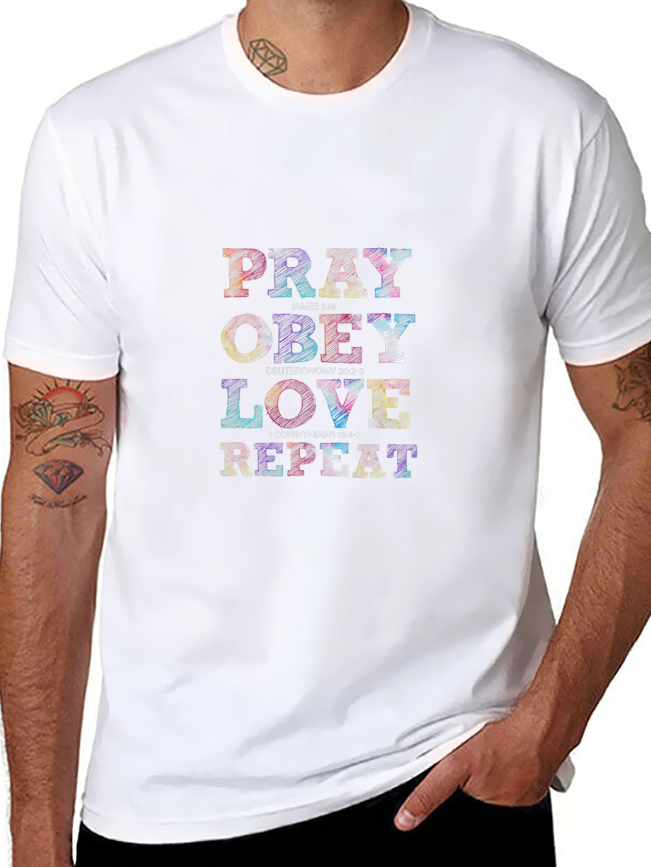 Pray Obey Love Repeat Graphic T-Shirt
