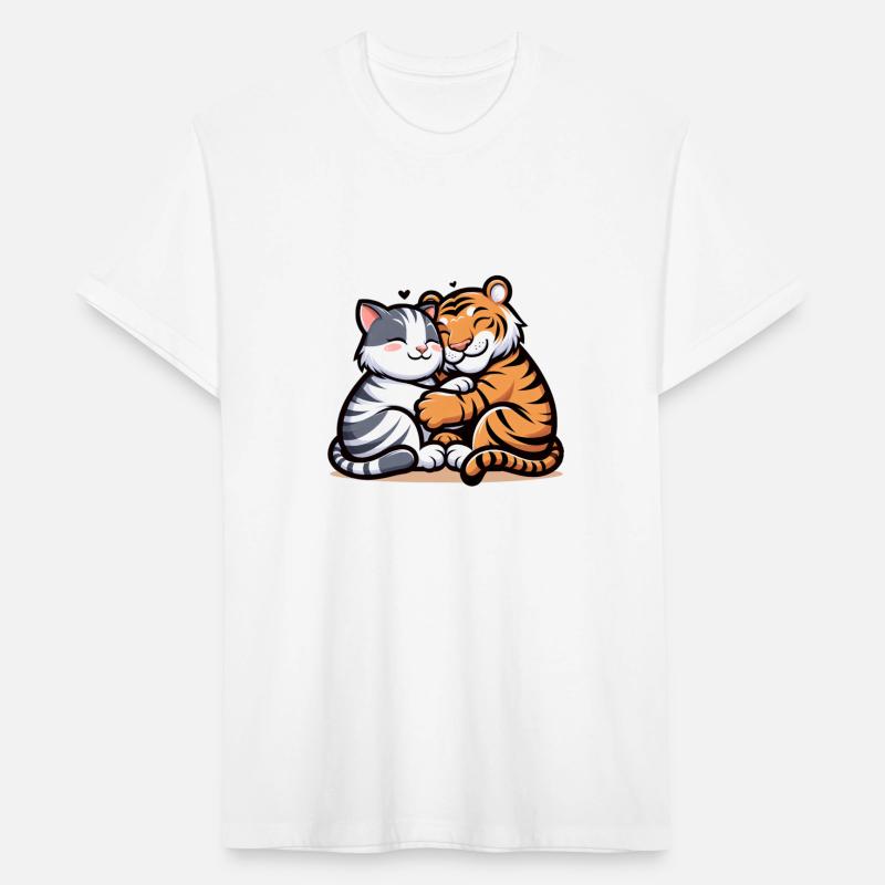 Cuddling Cat And Tiger In Love