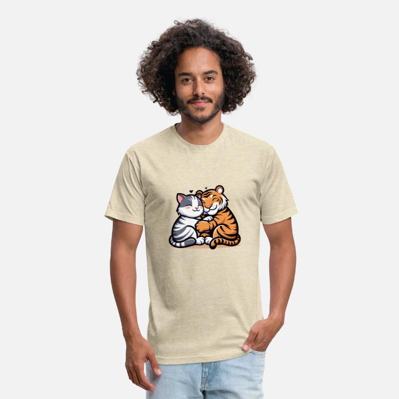 Cuddling Cat And Tiger In Love