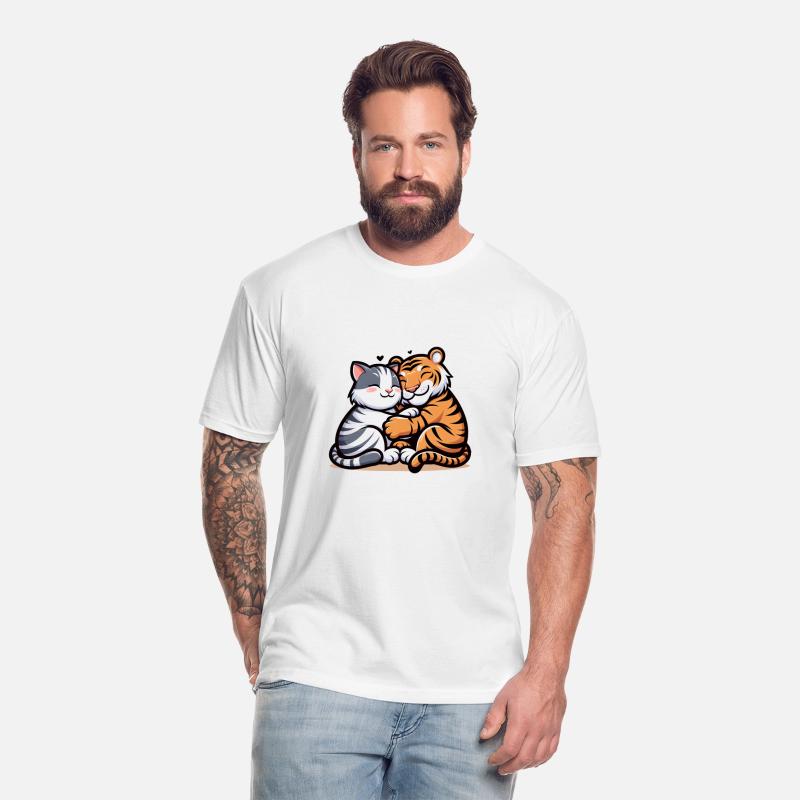 Cuddling Cat And Tiger In Love