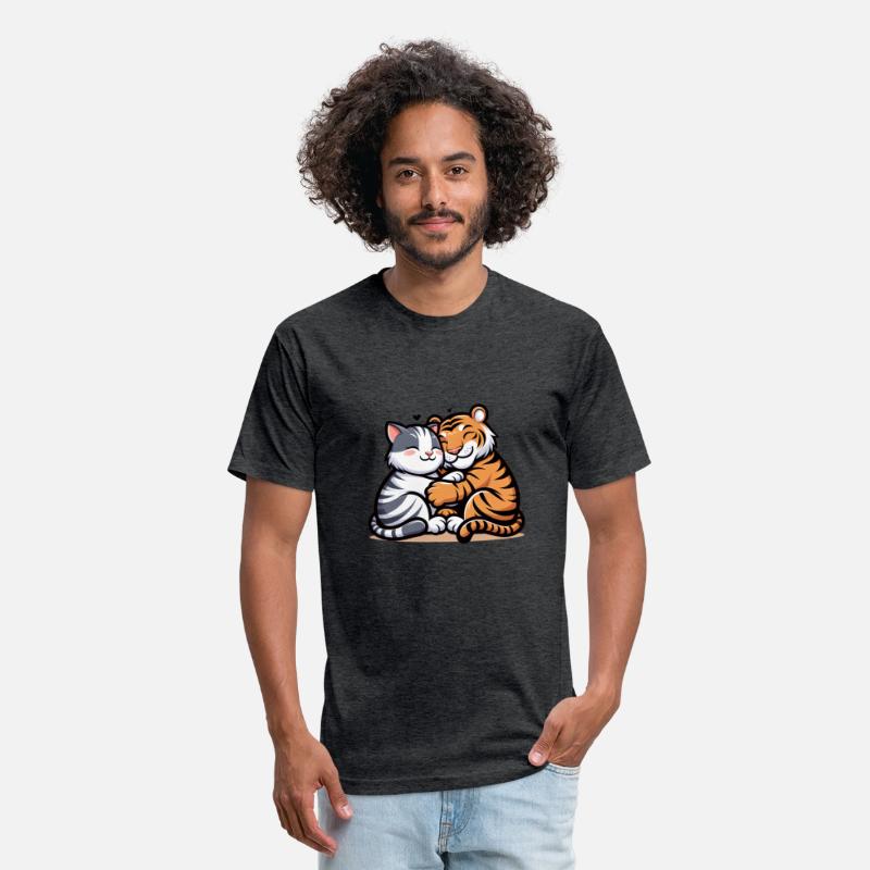 Cuddling Cat And Tiger In Love