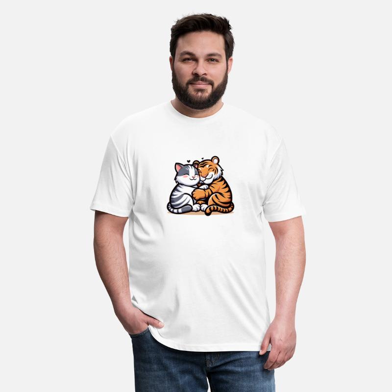 Cuddling Cat And Tiger In Love