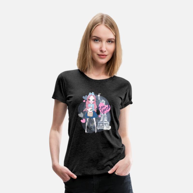 Cute Anime Girl with Lovely Puppy in New york