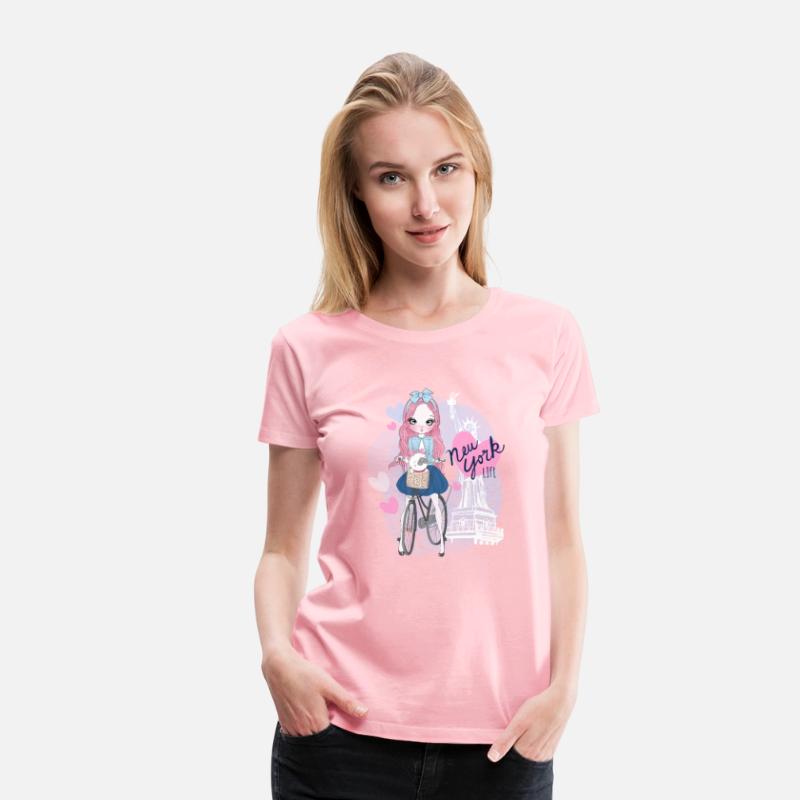 Cute Anime Girl with Lovely Puppy in New york