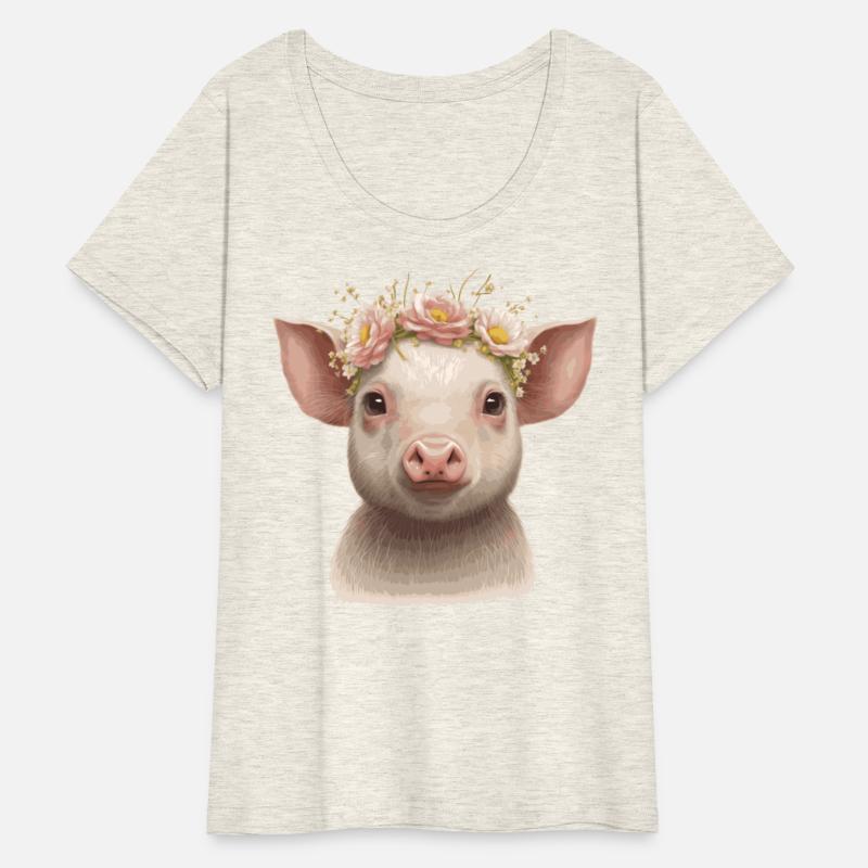 Cute Piglet Flower Crown Baby Pig Floral Farm Anim