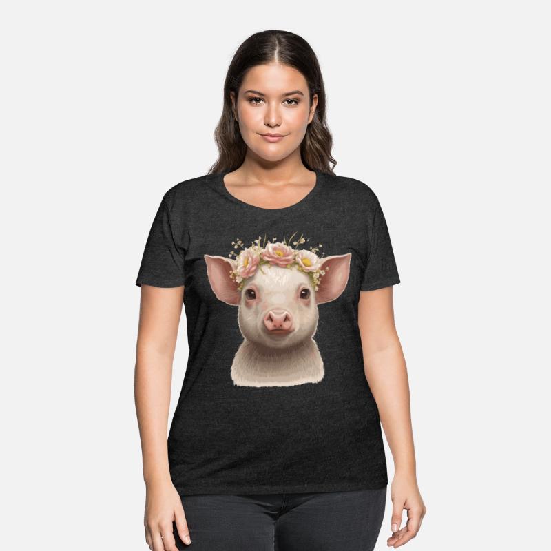 Cute Piglet Flower Crown Baby Pig Floral Farm Anim