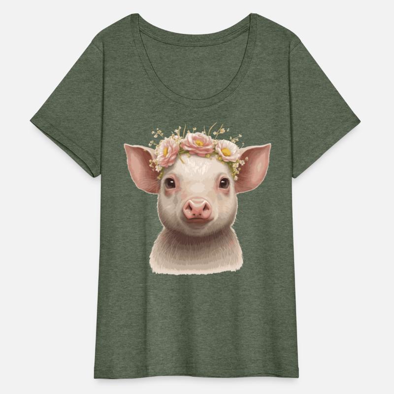 Cute Piglet Flower Crown Baby Pig Floral Farm Anim
