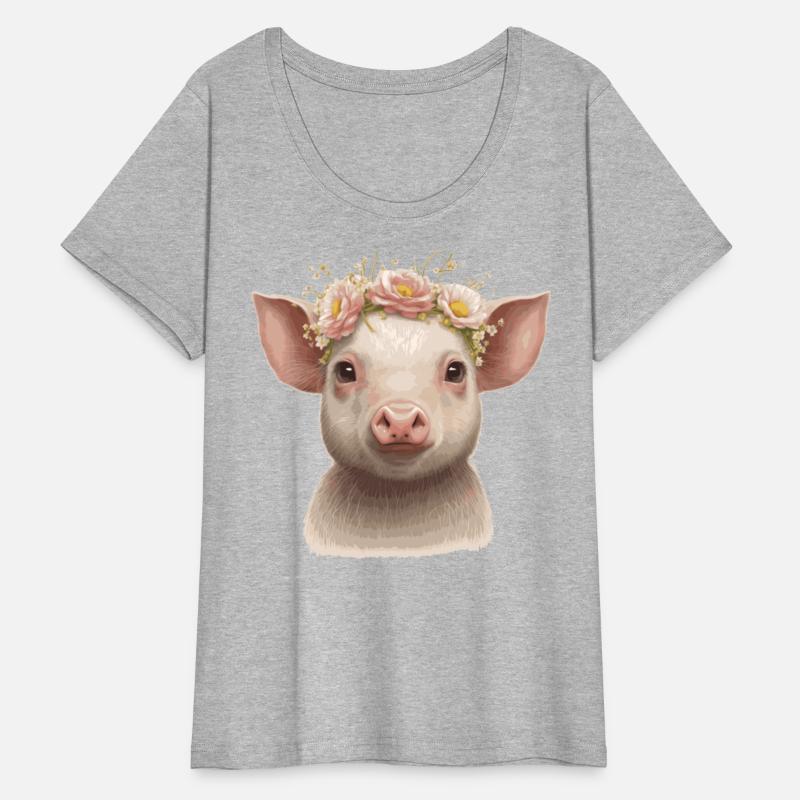 Cute Piglet Flower Crown Baby Pig Floral Farm Anim