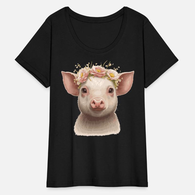 Cute Piglet Flower Crown Baby Pig Floral Farm Anim