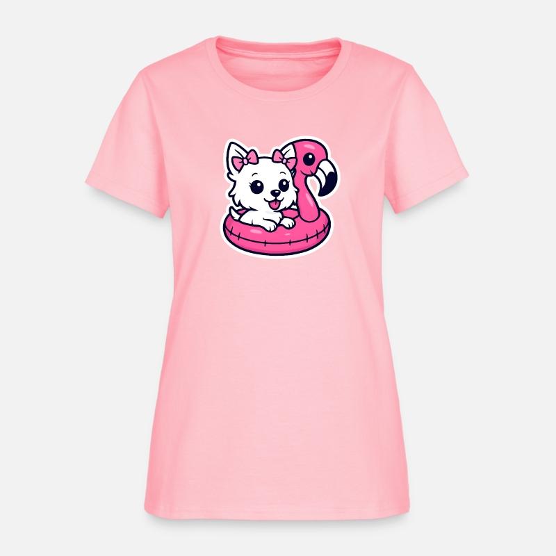 Cute Terrier Enjoys Sunny Day In Pink Flamingo